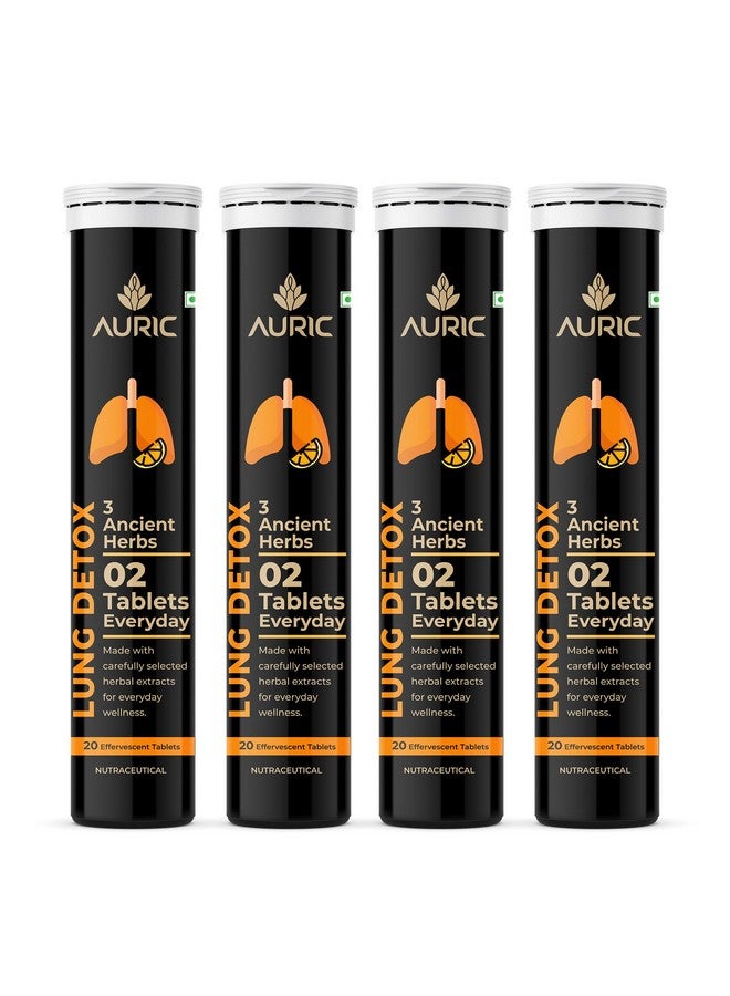 Auric Lung Detox Supplement With Natural Blend of NAC (N acetyl L cysteine), Pushkarmool, Piper Longum & Licorice Herbs Extract | Pack of 80 Tablets - Image 1