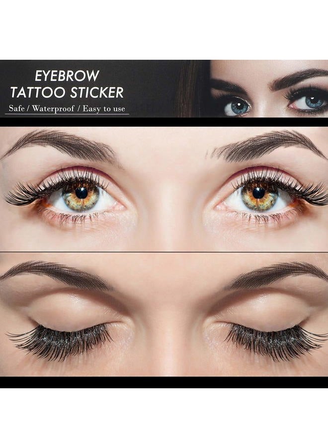 Blulu 6 Sheets 4D Hair-Like Waterproof Eyebrow Tattoos Stickers Eyebrow Transfers Temporary Brow Tattoo Peel Off Grooming Shaping Sticker in Arch Style, 66 Pairs Black(High Arch Eyebrow) - Image 4