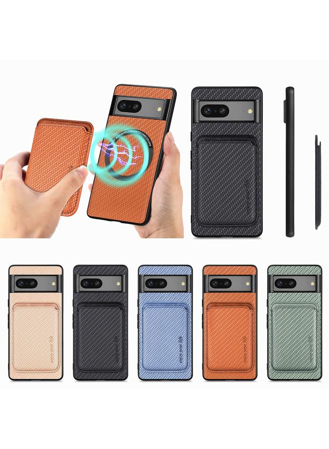 زبون جراب هاتف Google Pixel 7 من ألياف الكربون والجلد مع بطاقة Magsafe - Image 2