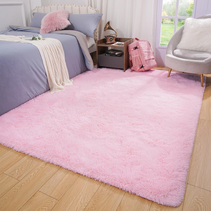 Softlife Pink Area Rugs for Bedroom Girls  5.3x7.6 Feet Fluffy Fuzzy Furry Shag Carpet  Indoor Soft Plush Modern Floor Rug for Living Room Kids Room Nursery Dorm Home Decor Aesthetic - Image 4
