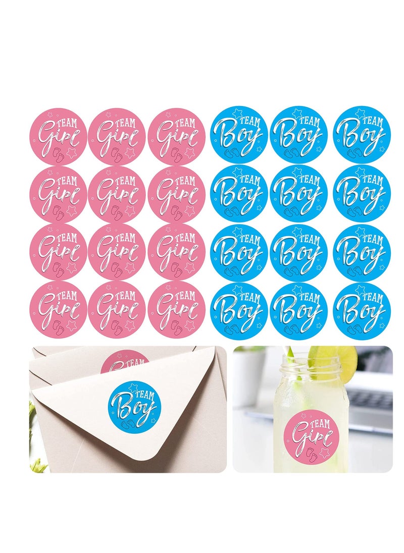 Gender Reveal Stickers, 480 Pcs Baby Shower Stickers Labels with Glitter Silver Letter Team Boy or Team Girl Stickers for Baby Gender Reveal Decorations and Baby Shower Party Stickers - Image 1