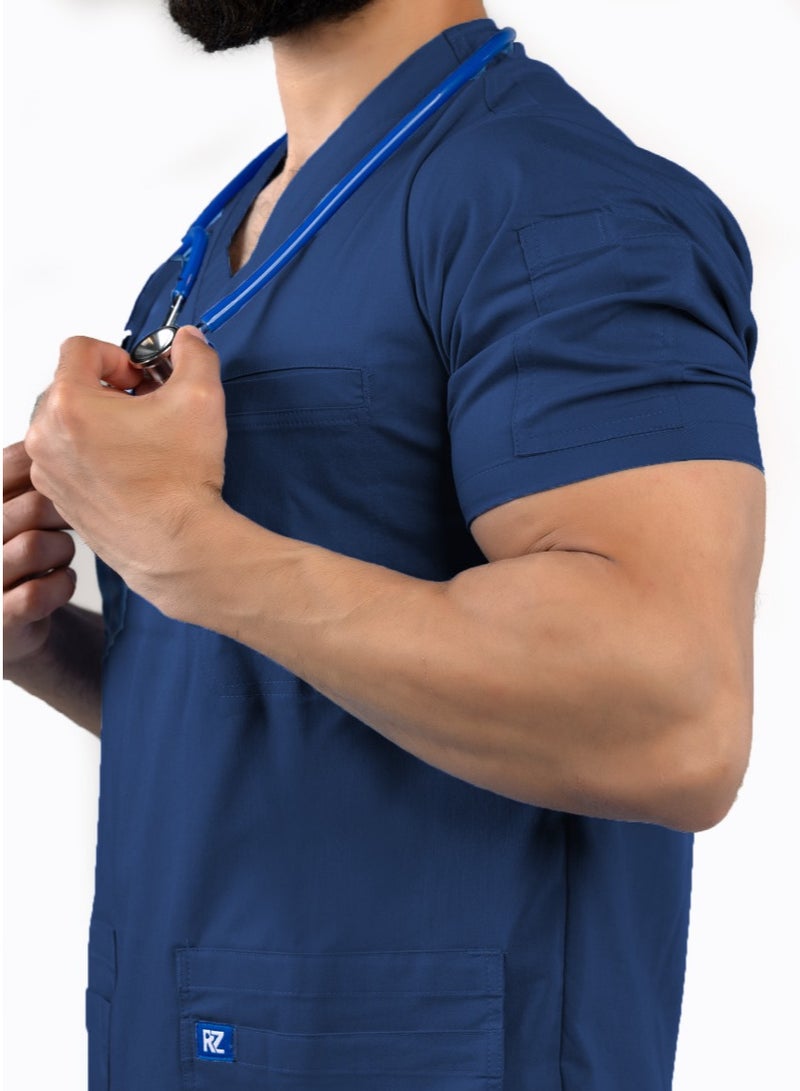 RZ The ideal choice for medical professionals is a medical scrub frommen, in petroleum color.  - Image 3