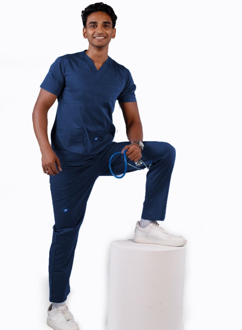 RZ The ideal choice for medical professionals is a medical scrub frommen, in petroleum color.  - Image 1