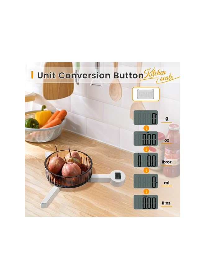 promass Folding Digital Kitchen Scale, Highly Accurate Compact Portable Food Scale with LCD Display, Auto Power Off and Tare Features, for Measuring Intake of Healthy Eating People (White) - Image 3