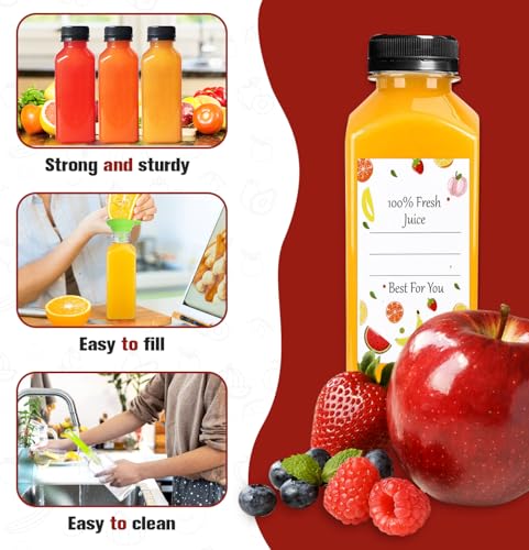 ztarraum 12pcs 12oz Plastic Juice Bottles, Reusable Juice Containers with Black Tamper Proof Lids, Brush, Funnel and Labels, Clear Juice Containers for Juicing, Smoothie and Homemade Beverages - Image 3