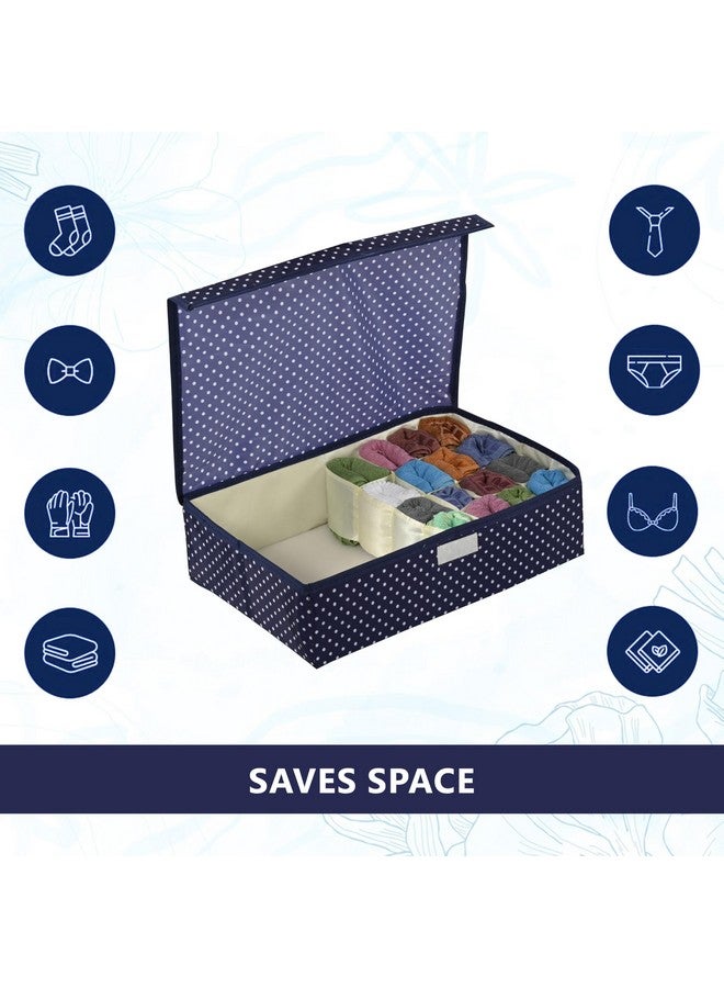 Kuber Industries Kuber Industries Pack of 2 Foldable Undergarments Organizer For Women & Men | 16+1 Compartments | Belt, Tie, Socks Multipurpose Organiser For Wardrobe | Blue  - Image 4