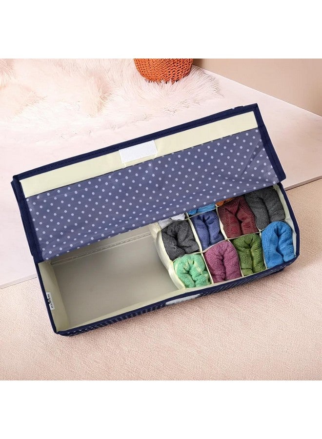 Kuber Industries Kuber Industries Pack of 2 Foldable Undergarments Organizer For Women & Men | 16+1 Compartments | Belt, Tie, Socks Multipurpose Organiser For Wardrobe | Blue  - Image 2