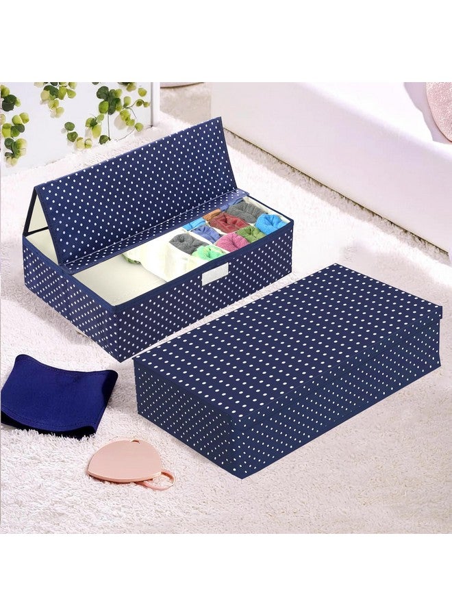 Kuber Industries Kuber Industries Pack of 2 Foldable Undergarments Organizer For Women & Men | 16+1 Compartments | Belt, Tie, Socks Multipurpose Organiser For Wardrobe | Blue  - Image 1