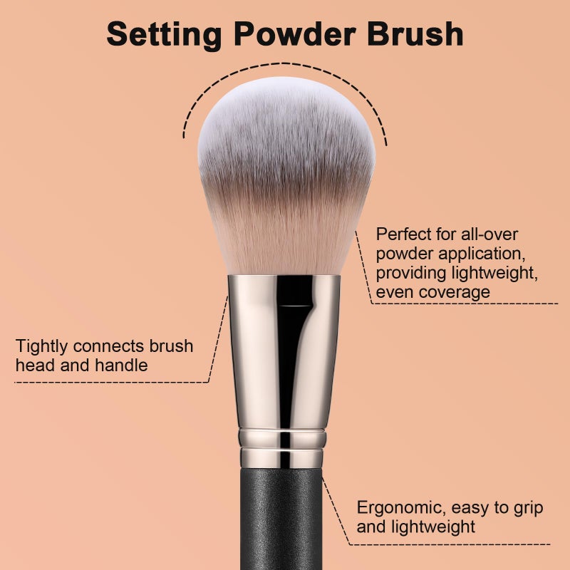 TEOYALL Setting Powder Brush, Ultra Plush Fluffy Synthetic Bristles Makeup Buffing Brush for All-Over Powder Application with Powder Bronzer Foundation - Image 3