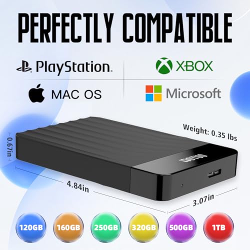YOTUO Portable External Hard Drive Storage Expansion Mobile HDD USB 3.0 for PC, Mac, Desktop, Laptop, PS4, PS5, Xbox One X/S, Xbox 360, Xbox Series X/S, Office & Game (Black, 320GB) - Image 2