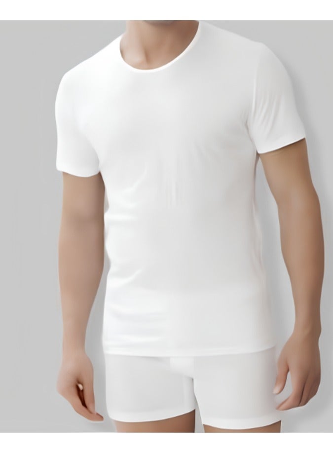 ِA-Z Cotton Men's Cotton Underwear Set, T-Shirt and Boxer Briefs, White, Pack of 2 Sets - Image 1