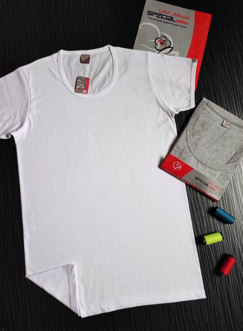 ِA-Z Cotton Men's Cotton Underwear Set, T-Shirt and Boxer Briefs, White, Pack of 2 Sets - Image 2
