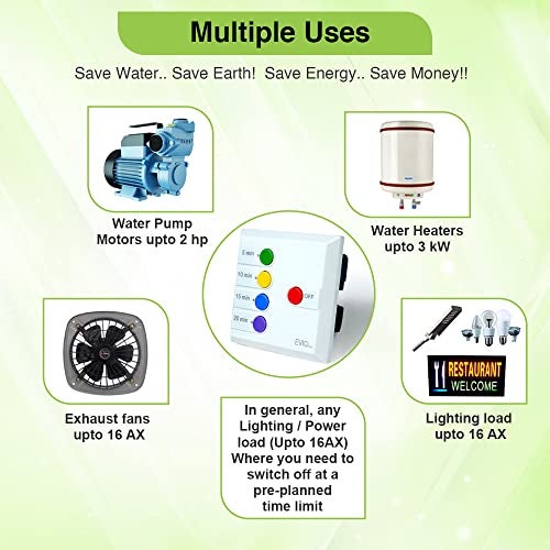 SwiGO 5,10,15,20 Mins Auto Cut Off Timer Switch for Water Motor Pump up to 2 HP Single Phase Direct Supply for Monobloc Pumps Water Heater Exhaust Fans and Lighting Loads up to 16 AMPS (White) - Image 2