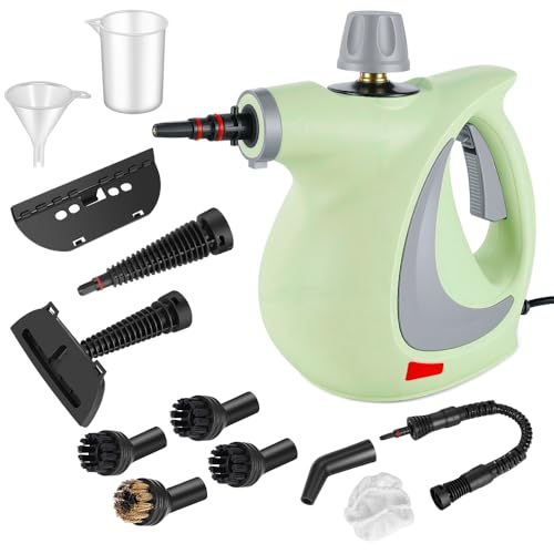 CURMEDI Handheld Pressurized Steam Cleaner with 12 pcs Accessories, Portable Steamer for Cleaning, Steam Cleaner for Home Use, Steamer for Cleaning Car, Furniture, Floor, Upholstery, Grout and Tile, Green - Image 1