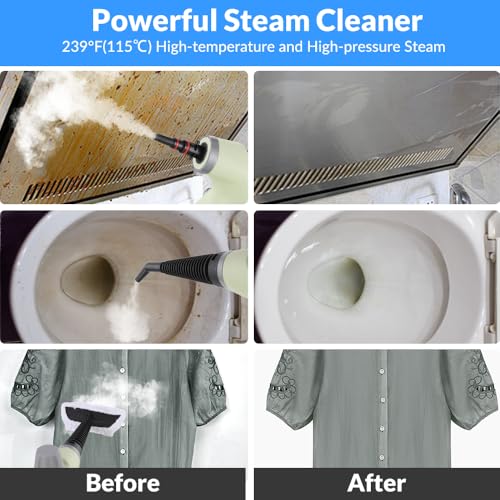 CURMEDI Handheld Pressurized Steam Cleaner with 12 pcs Accessories, Portable Steamer for Cleaning, Steam Cleaner for Home Use, Steamer for Cleaning Car, Furniture, Floor, Upholstery, Grout and Tile, Green - Image 3