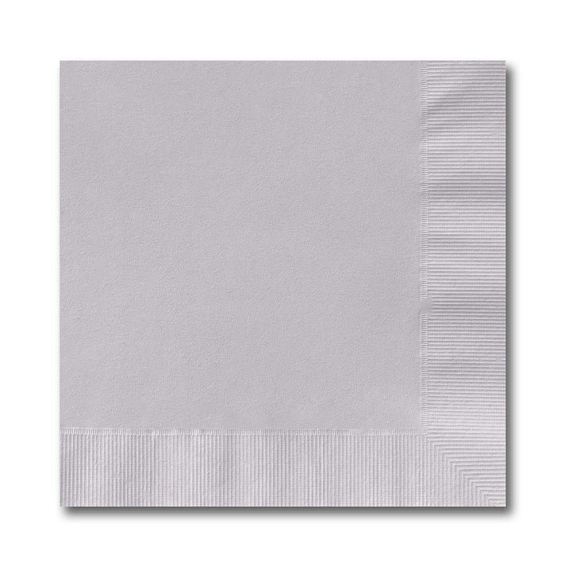 Canopy Street Silver Grey Beverage Napkins / 100 Plain Gray Bulk Napkin Pack / 4 3/4" x 4 3/4" Square Cocktail Event Napkins/Blank Party 3 Ply Napkins - Image 1