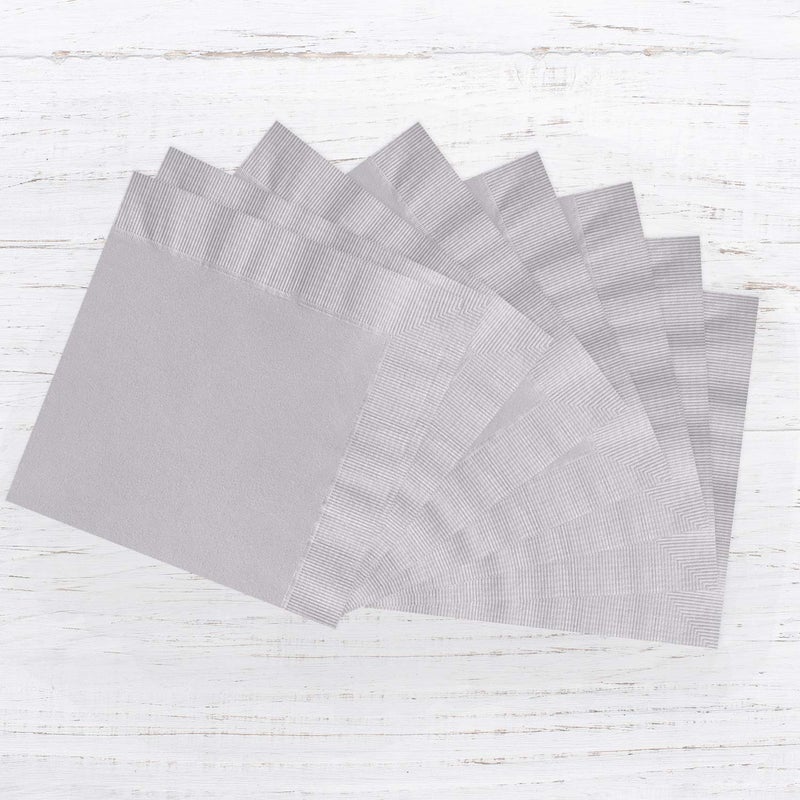 Canopy Street Silver Grey Beverage Napkins / 100 Plain Gray Bulk Napkin Pack / 4 3/4" x 4 3/4" Square Cocktail Event Napkins/Blank Party 3 Ply Napkins - Image 4