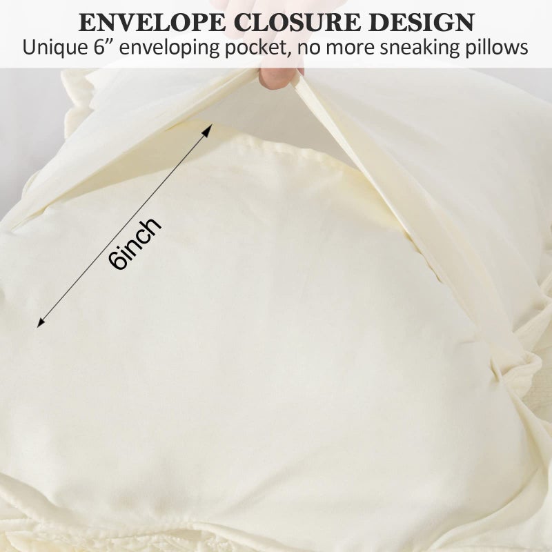 Bosowos Pillow Pillow shams مجموعة من 2 زخرفية الألياف الدقيقة King Size Bed Bed Plows shams أغطية وسادة ناعمة التنفس مع إغلاق المغلف (صفراء فاتحة 20 × 36 بوصة) - Image 4