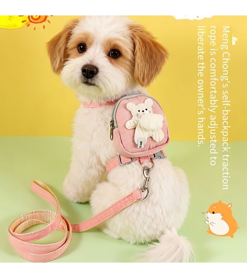 Yellow Adjustable Cat Harness And Leash With Snack Backpack For Kittens Small Pets - Image 3