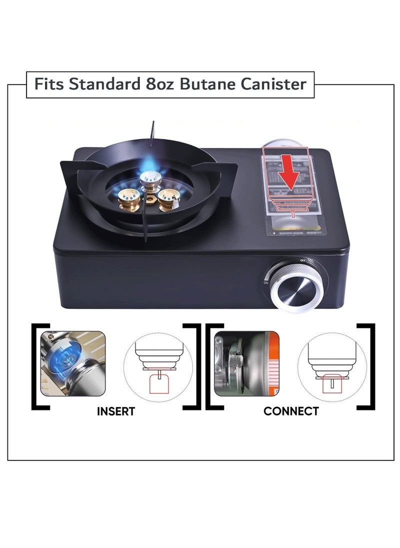 HEXAR Portable Camping Stove, Extra High Output, Single Burner Butane Stove Camping Accessories, Outdoor Windproof Camp Stove, Camping Cooking Grill, Propane Burner and Backpacking Essentials  - Image 5