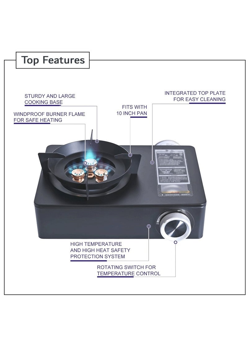 HEXAR Portable Camping Stove, Extra High Output, Single Burner Butane Stove Camping Accessories, Outdoor Windproof Camp Stove, Camping Cooking Grill, Propane Burner and Backpacking Essentials  - Image 4