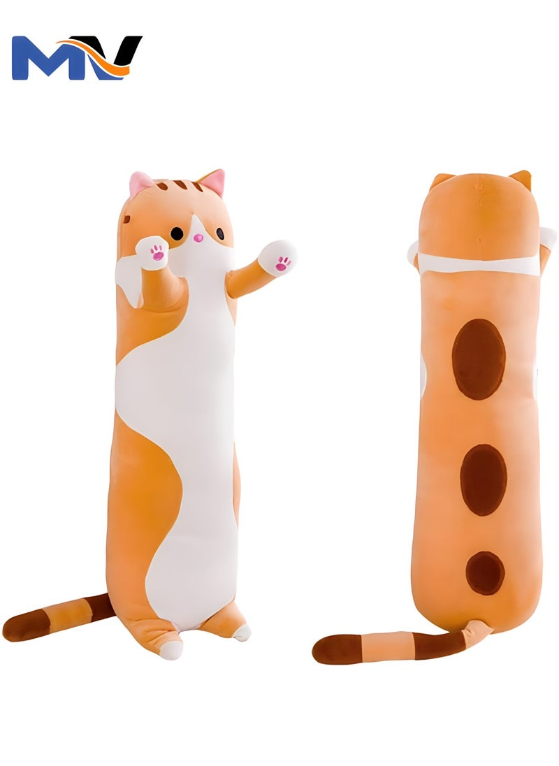 MAGIC VAULT Lovely Plush Cat Doll Cute Cartoon Soft Stuffed Kitten Pillow Long Throw Sleeping Pillow Doll Toy Gift for Kids,Girls 50cm (BROWN)  - Image 1