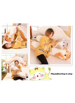 MAGIC VAULT Lovely Plush Cat Doll Cute Cartoon Soft Stuffed Kitten Pillow Long Throw Sleeping Pillow Doll Toy Gift for Kids,Girls 50cm (BROWN)  - Image 2