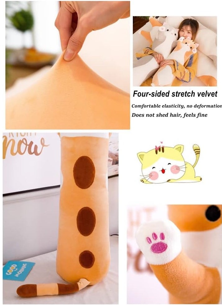 MAGIC VAULT Lovely Plush Cat Doll Cute Cartoon Soft Stuffed Kitten Pillow Long Throw Sleeping Pillow Doll Toy Gift for Kids,Girls 50cm (BROWN)  - Image 4