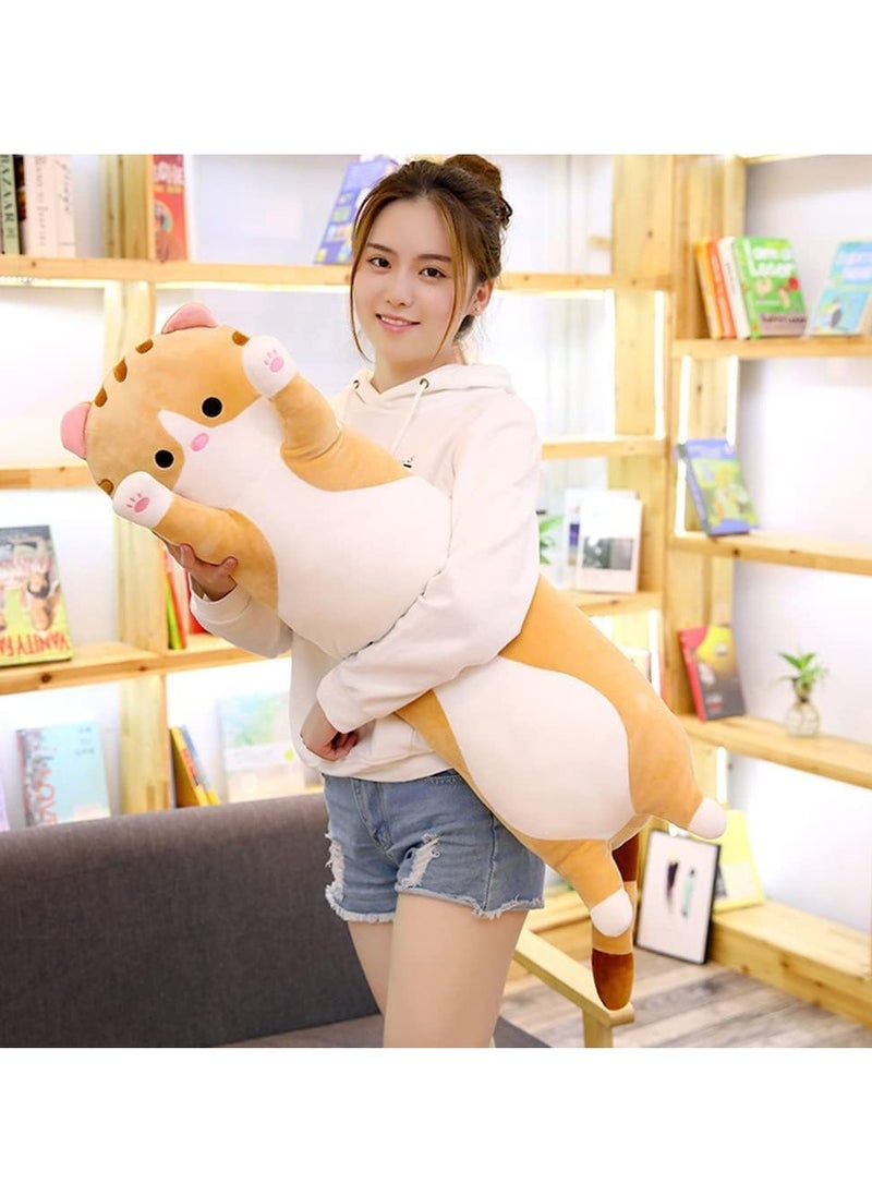 MAGIC VAULT Lovely Plush Cat Doll Cute Cartoon Soft Stuffed Kitten Pillow Long Throw Sleeping Pillow Doll Toy Gift for Kids,Girls 50cm (BROWN)  - Image 5