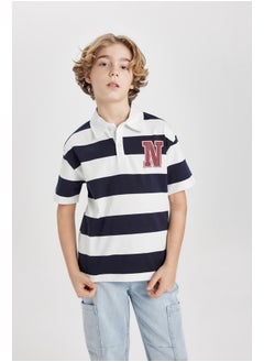 Boy Oversize Fit Polo Neck Knitted Short Sleeve Polo T-Shirt