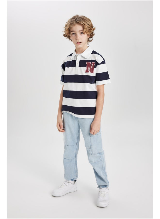 DeFacto - Boy Oversize Fit Polo Neck Knitted Short Sleeve Polo T-Shirt - Image 1