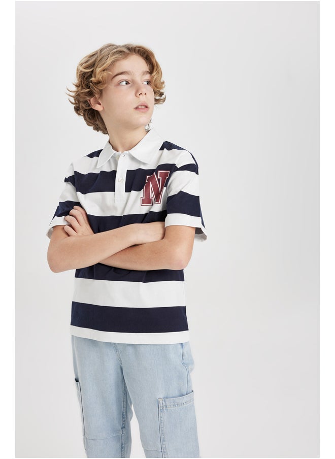 DeFacto - Boy Oversize Fit Polo Neck Knitted Short Sleeve Polo T-Shirt - Image 1