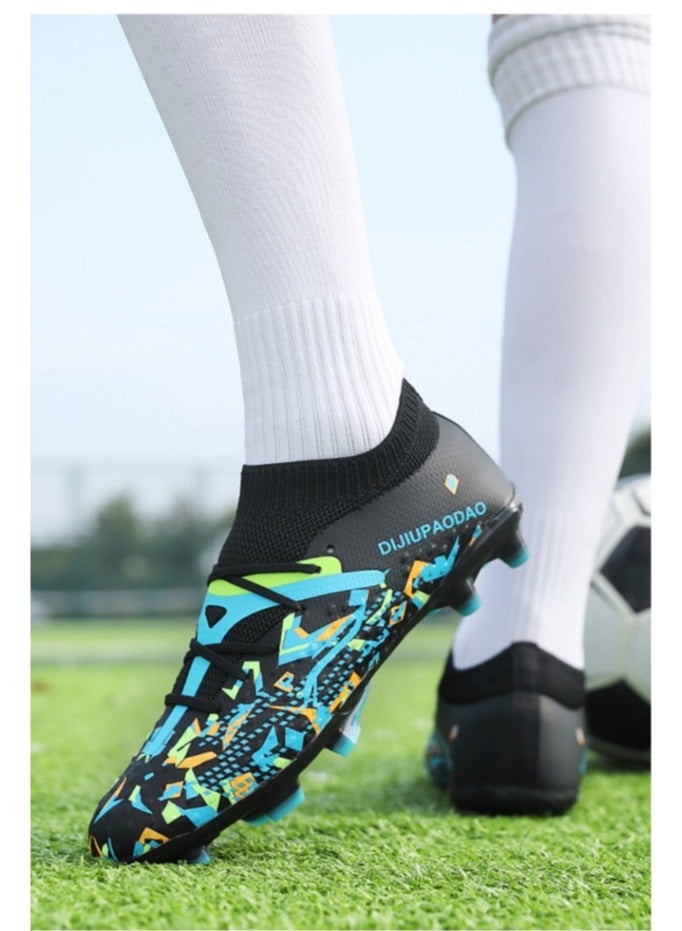 SKT Shiketro High-Top Seamless Flying Woven Shoes, Professional Grass Training Shoes, Lingdong Shock-Absorbing Breathable Shoes, Long-Spike And Broken-Spike Breathable And Non-Slip Outdoor Shoes For Men And Women, - Image 2