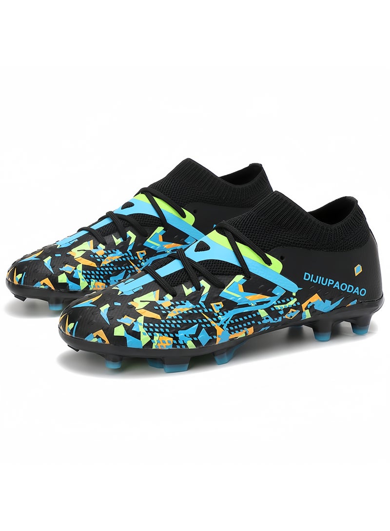 SKT Shiketro High-Top Seamless Flying Woven Shoes, Professional Grass Training Shoes, Lingdong Shock-Absorbing Breathable Shoes, Long-Spike And Broken-Spike Breathable And Non-Slip Outdoor Shoes For Men And Women, - Image 1