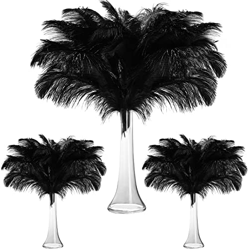 Maitys 90 Pcs Large Natural Ostrich Feathers Bulk 1416 Inch 3540cm 1214 Inch 3035cm 1012 2530cm Ostrich Feathers Plumes for Centerpieces Wedding Black - Image 1