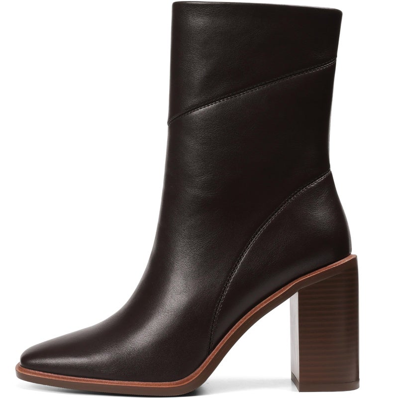 Lovee Cosee Brown Leather Ankle Boots for Women 2025 Booties for Women Chunky Block Heel Square Toe Heeled Boots Comfort Casual Dress Fall Winter for Party Office Date Night Outfit Size 8 - Image 1