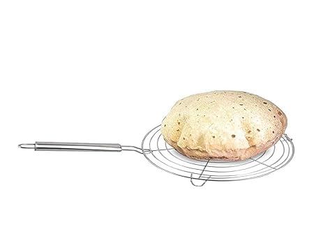 KAVSIYA Jalebi Shaped Roaster Jali - Small Kitchenware Wire Roaster with Handle, Stainless Steel Barbecue Grill Jali for Roasting Papad, Roti, Paneer Tandoor Net Jali, Chapati Toast Roaster (10 INCH) - Image 5