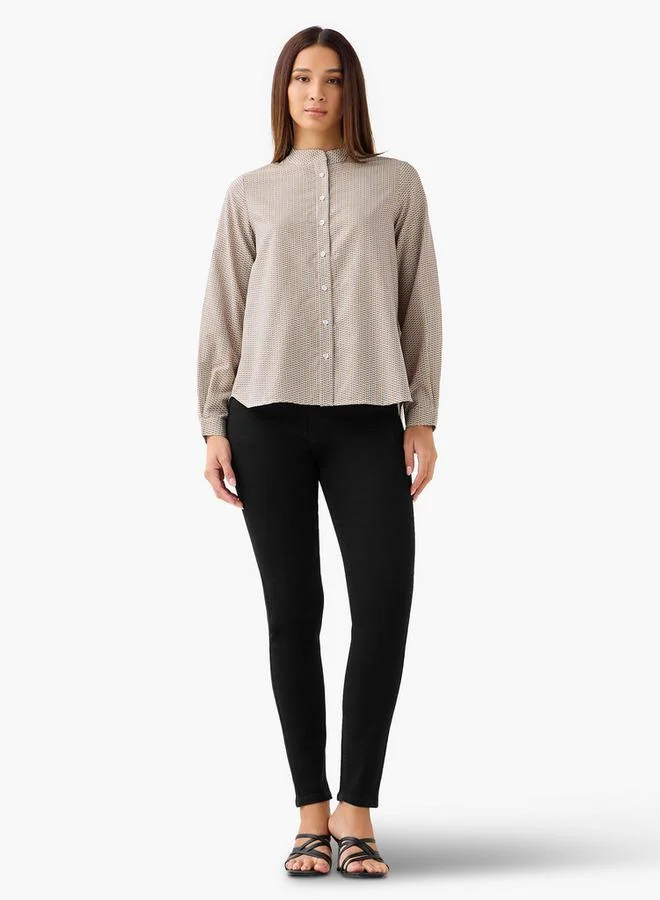 Splash FAV Regular Fit Printed Shirt with Mandarin Collar