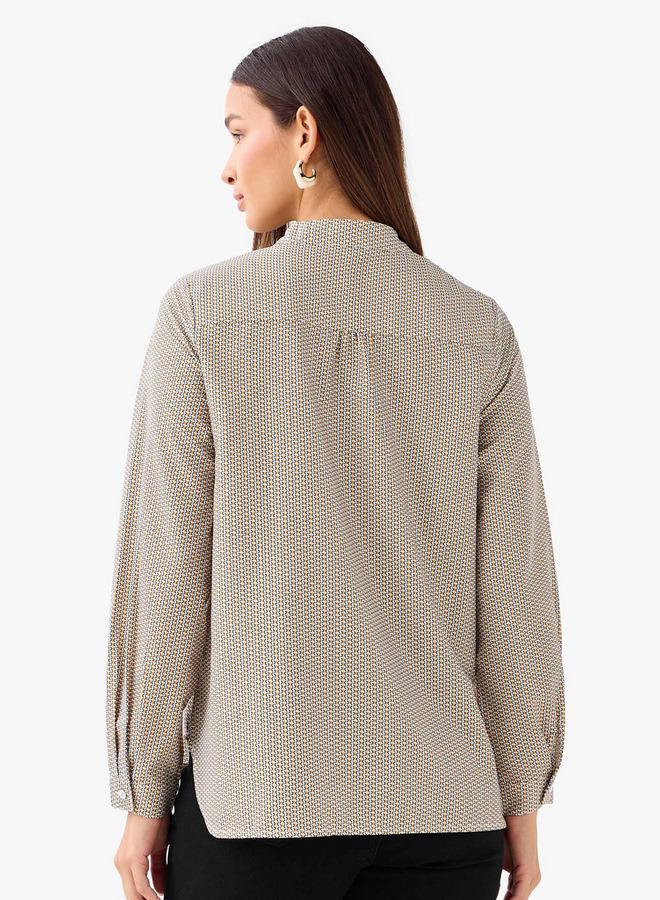 Splash FAV Regular Fit Printed Shirt with Mandarin Collar - Image 4