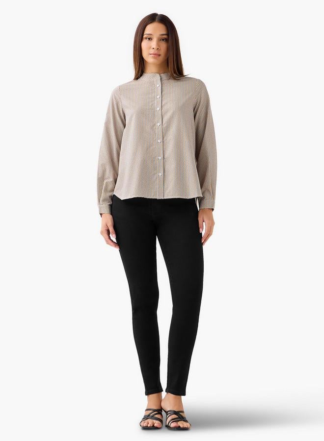 Splash FAV Regular Fit Printed Shirt with Mandarin Collar - Image 3