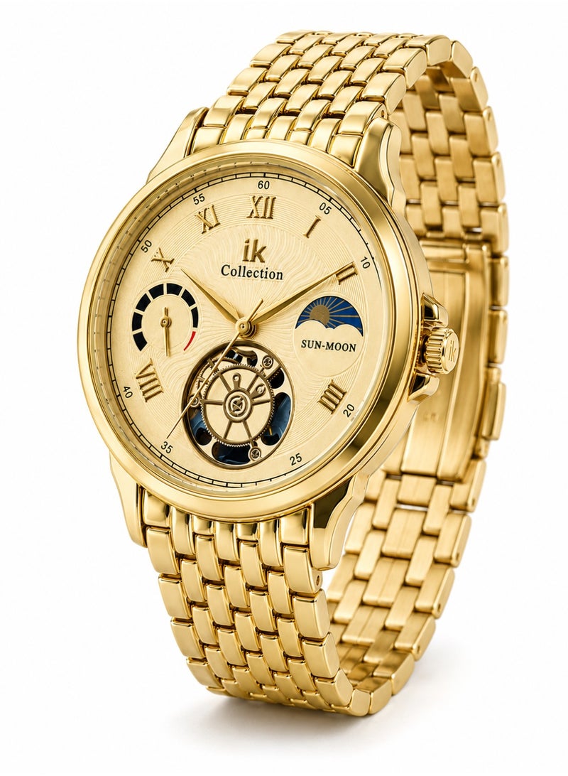 IK Men’s Casual Watch - Gold stainless steel band -gold dial-IK03 - Image 2