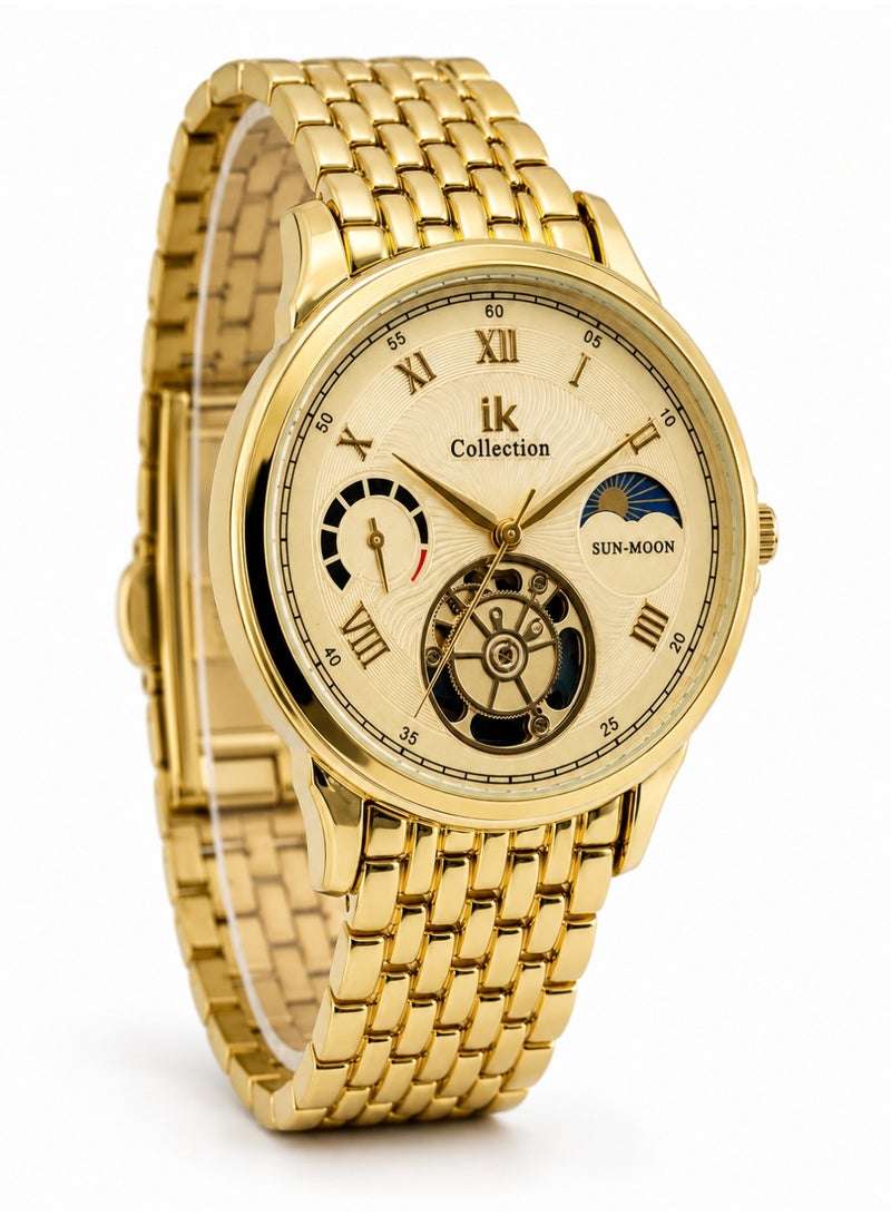 IK Men’s Casual Watch - Gold stainless steel band -gold dial-IK03 - Image 3