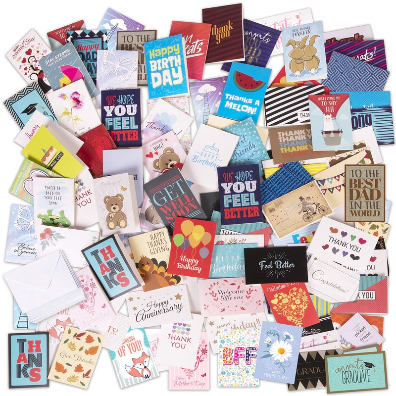 KANGAROO All Occasion Cards Assortment Box; 108 Blank Cards & Envelopes, Thank You Cards, Sympathy Cards, Birthday Card and Others - Image 1