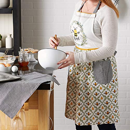 DII Women's Spring & Summer Apron Collection Adjustable, Two Large Pockets & Extra Long Ties, One Size Fits Most, Sweet Bee - Image 4