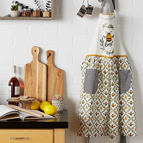 DII Women's Spring & Summer Apron Collection Adjustable, Two Large Pockets & Extra Long Ties, One Size Fits Most, Sweet Bee - Image 5