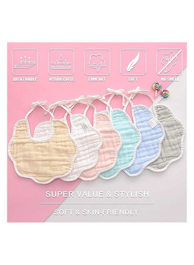 Y&D 6 Pieces Bibs Muslin, Baby Drool Lap-shoulder Cloths Adjustable Multi-Use Scarf 8-Layer 100% Organic Cotton With Super Absorbent and Soft Drooling Breathable for Boys Girls  - Image 4