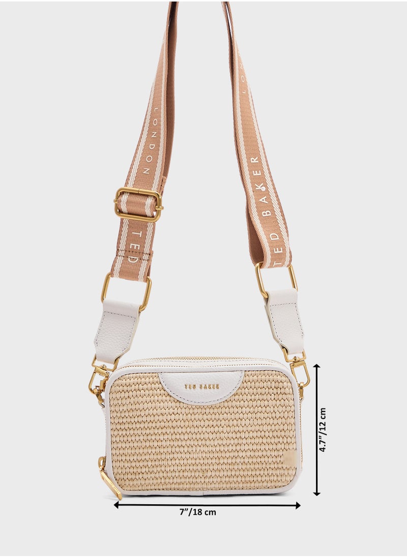Ted Baker - BARIA Mini Webbing Faux Raffia Camera Bag - Image 1