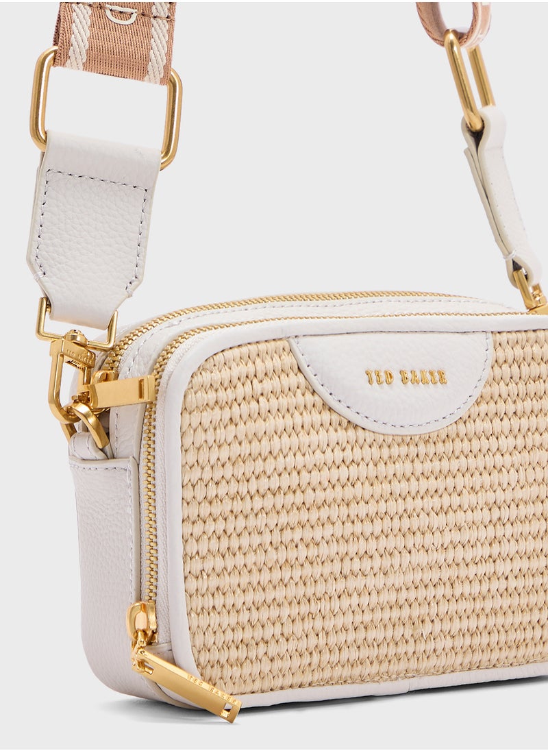 Ted Baker - BARIA Mini Webbing Faux Raffia Camera Bag - Image 1