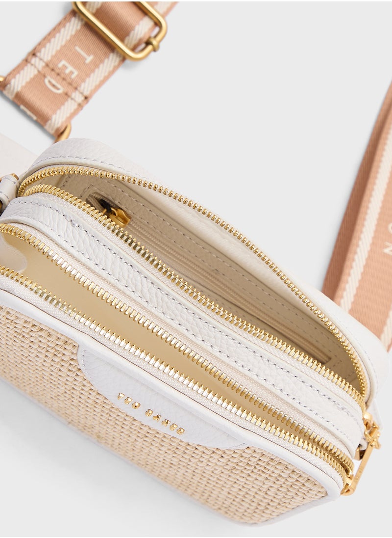 Ted Baker - BARIA Mini Webbing Faux Raffia Camera Bag - Image 1