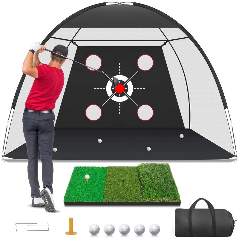 Zensouds Golf Net 10x7FT with Golf Practice Mat Hitting Aid Nets for Backyard Driving Chipping Training Swing with Targets Outdoor or Indoor Gifts for MenDadHim - Image 2